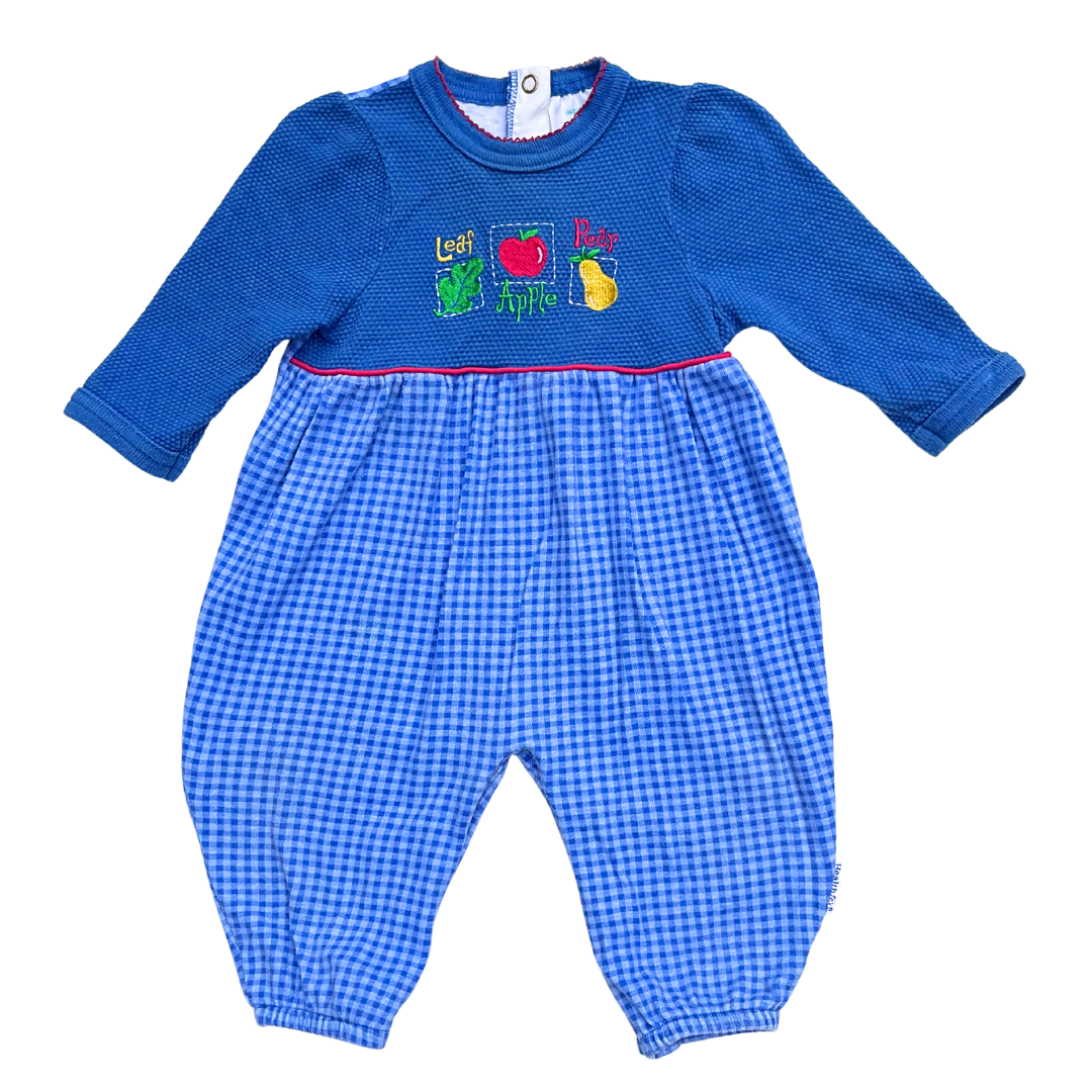 90s Healthtex Blue Gingham Fruit Romper Size 0