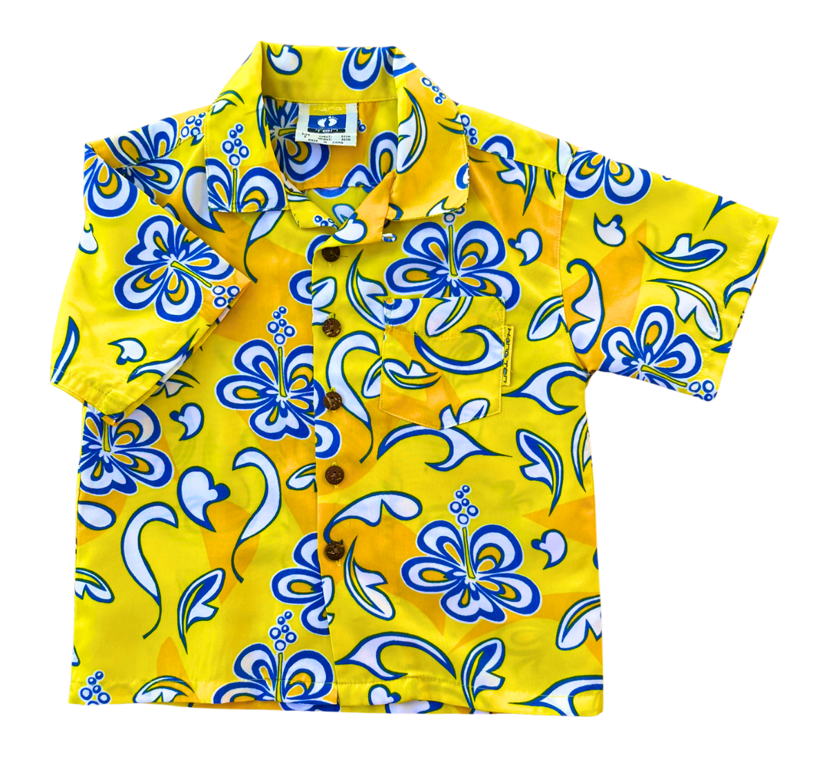 Y2K Hang Ten Hawaiian Collared Toddler Shirt Yellow Size 2