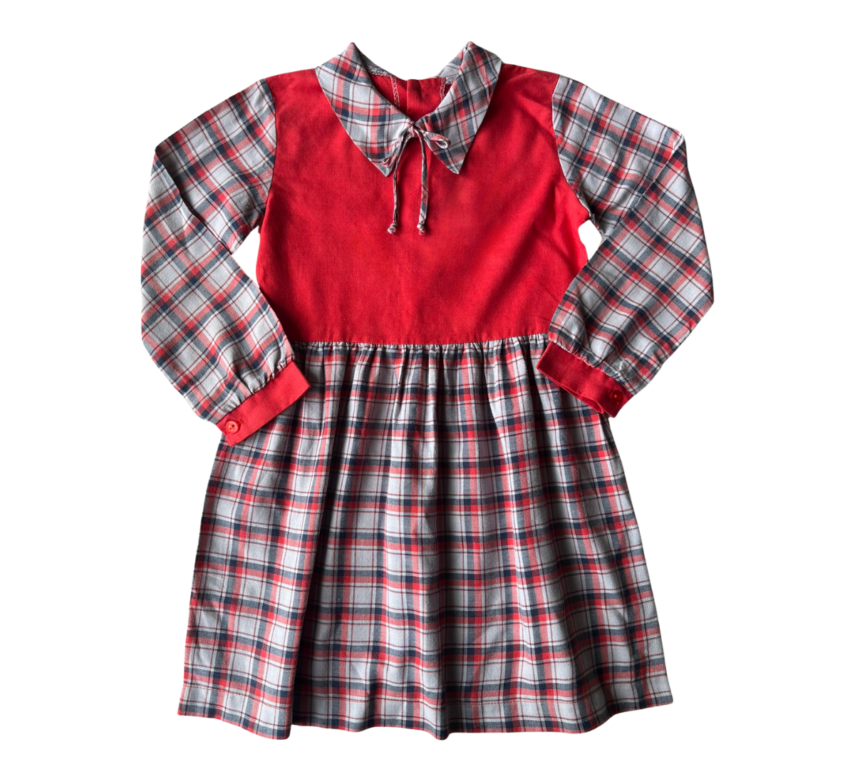 80s Maude Wilson Red Collar Plaid Dress Size 5