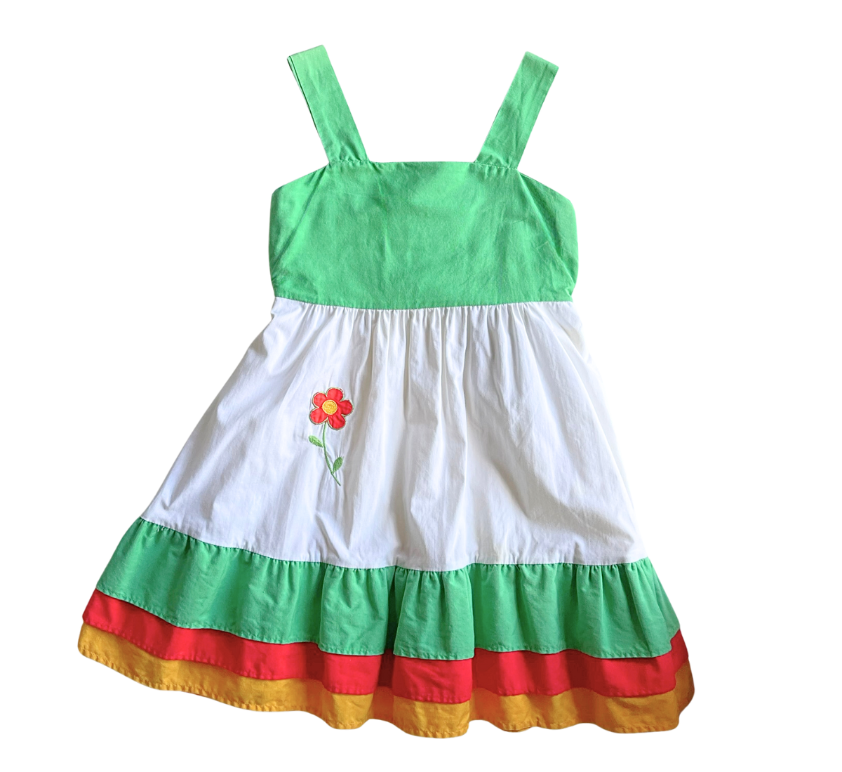 70s Tiered Folk Flower Dress Size 3-4