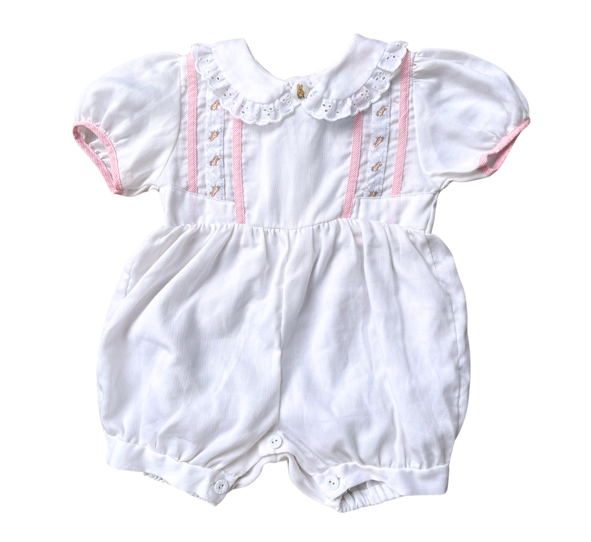 90s Peter Rabbit Classic White Vintage Lace Button Playsuit Size 000