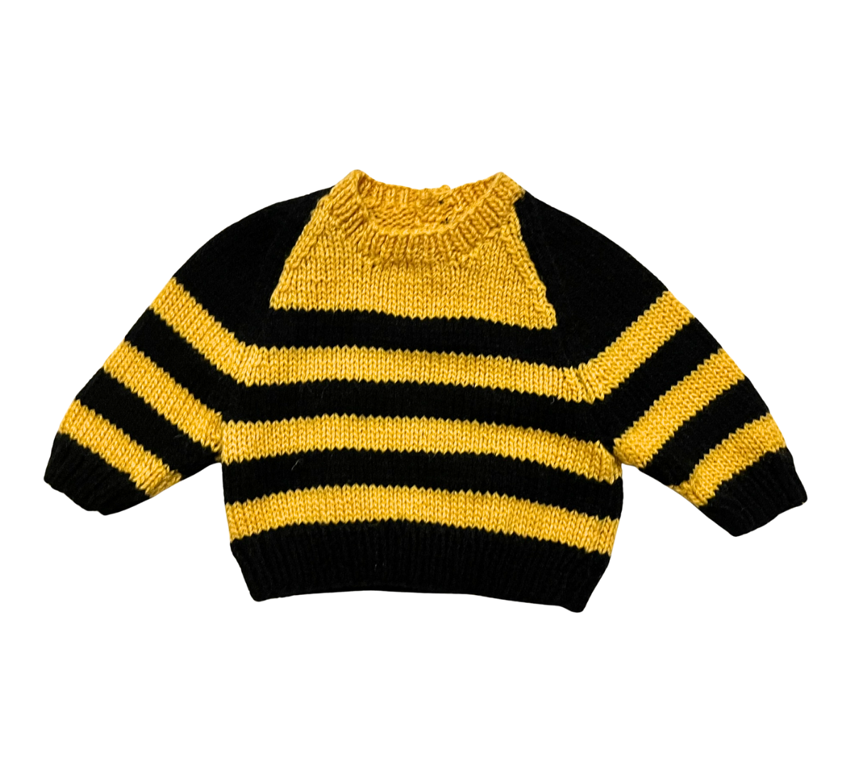 90s Black and Yellow Handknitted Baby Jumper Size 000