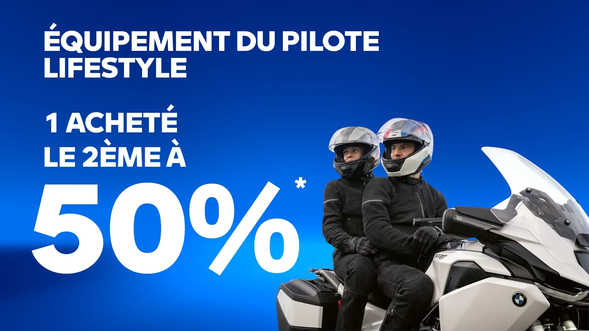 Offre équipement du pilote et lifestyle BMW jusqu'au 31 mars : 1 produit acheté, le 2ème à 50%