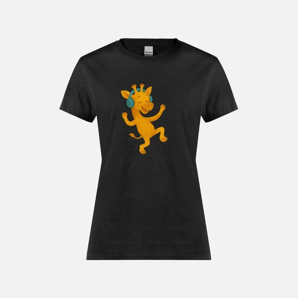 Dancing Twiga Womens Black T-fhirt.jpeg