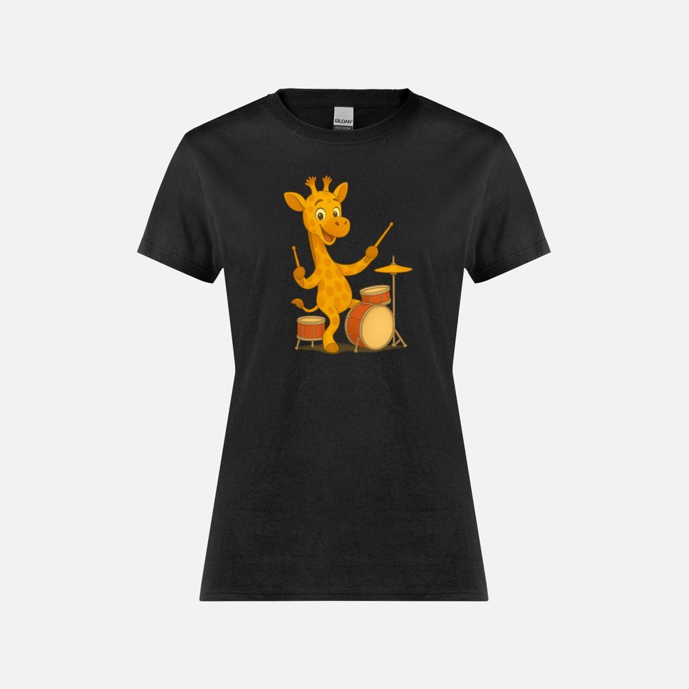 Twiga on drums womens t-shirt black.jpeg