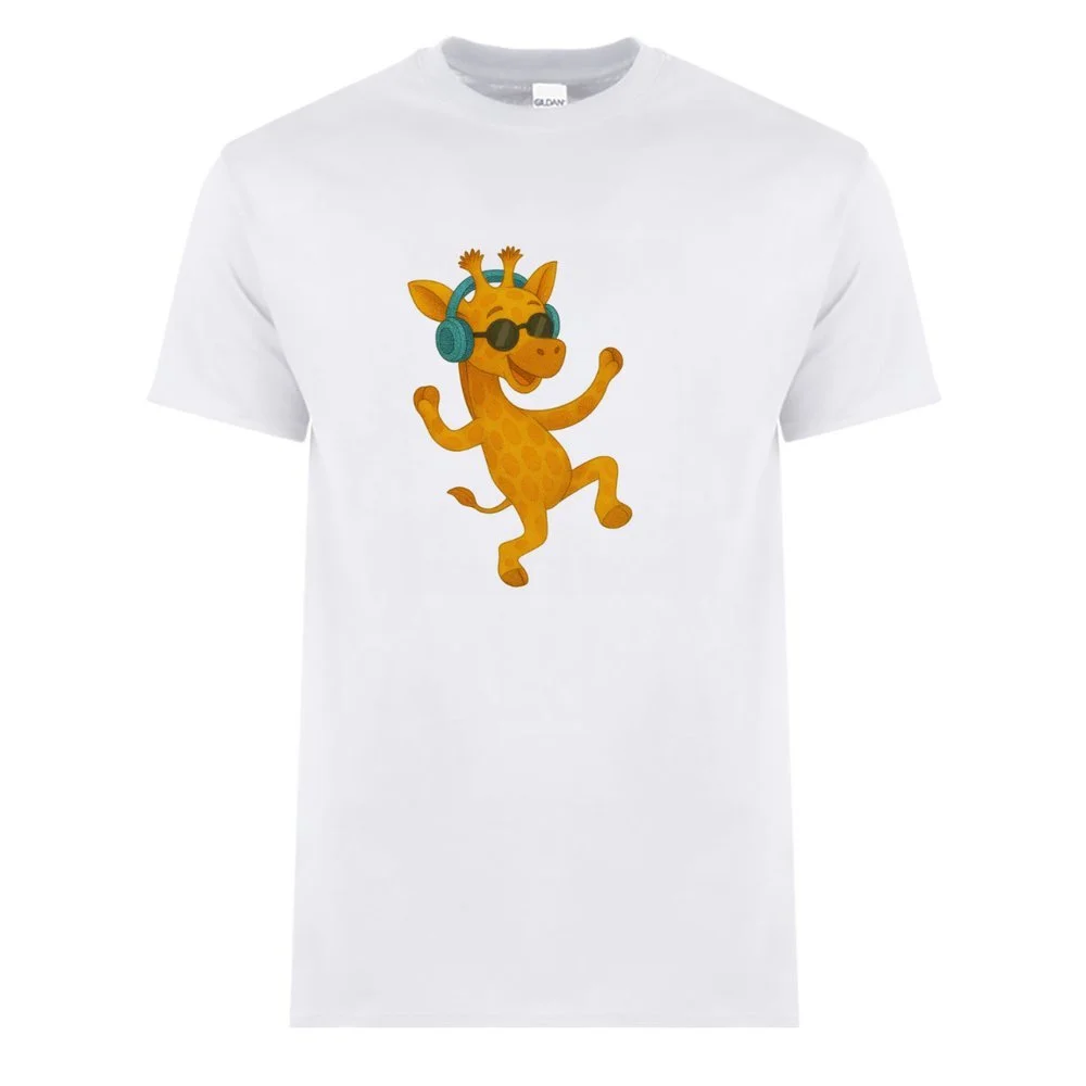 MDancing Twiga with sunnies men's t-shirt white.jpeg
