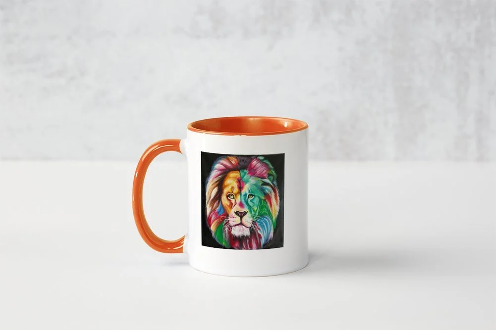 Multi-coloured Lion Mug - Orange.jpeg