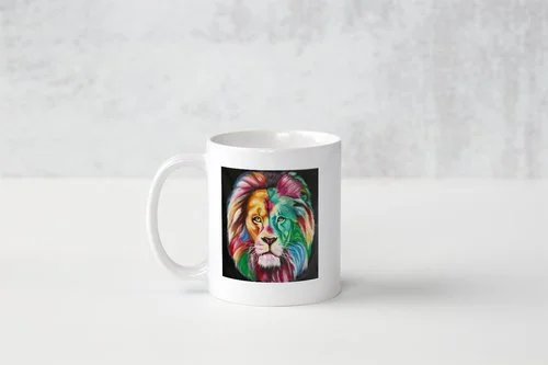 Multi-coloured Lion Mug - White.jpeg