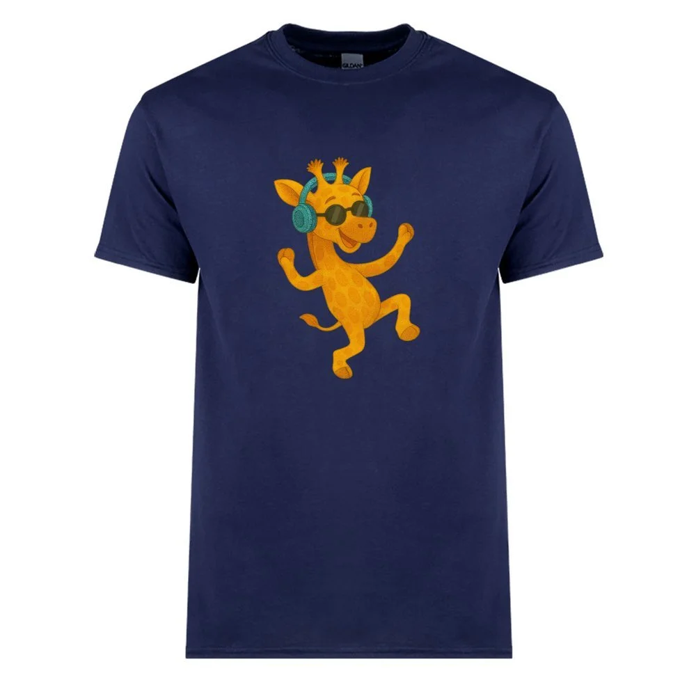 MDancing Twiga with sunnies mens t-shirt blue.jpeg