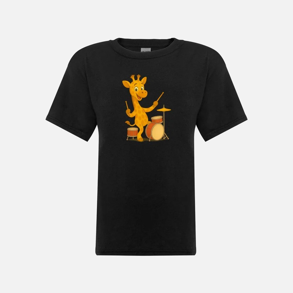 Twiga on drums childrens t-shirt black.jpeg
