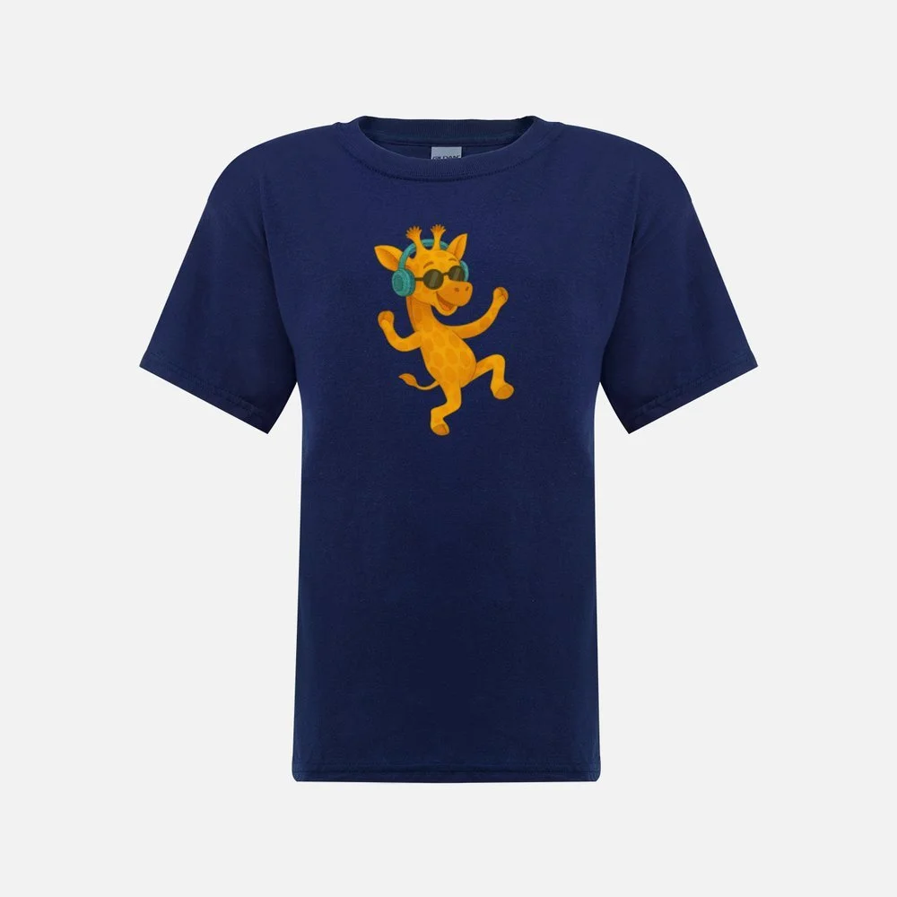 kDancing Twiga with sunnies childrens t-shirt blue.jpeg