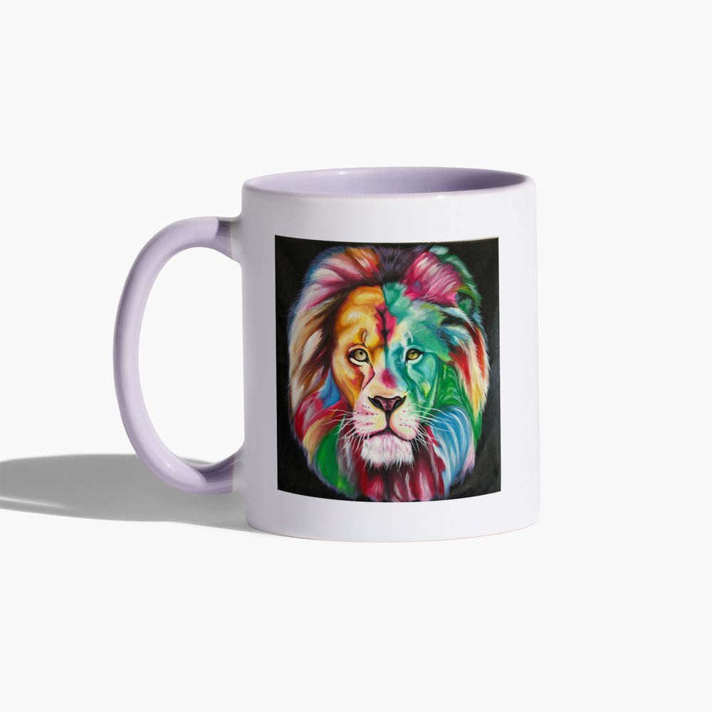 Multi-coloured Lion Mug - Purple.jpeg