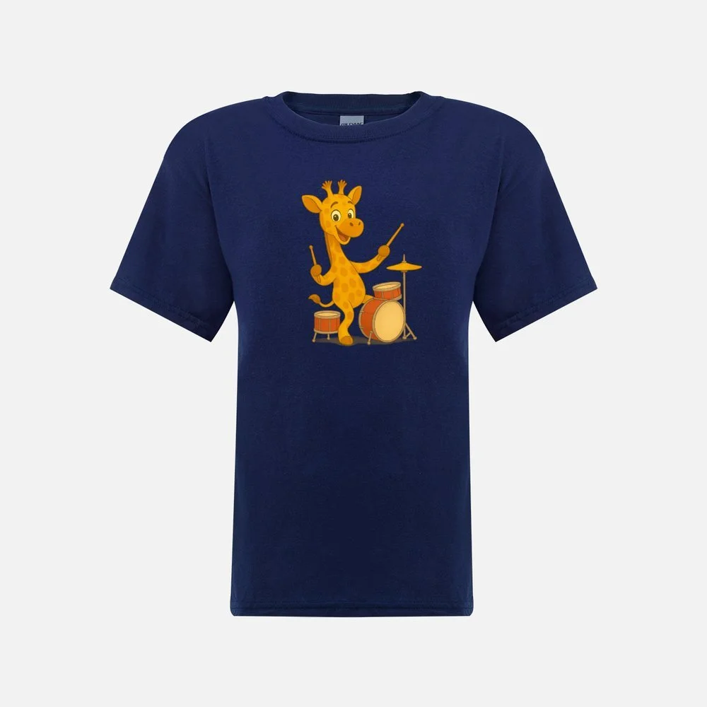 Twiga on drums childrens t-shirt blue.jpeg