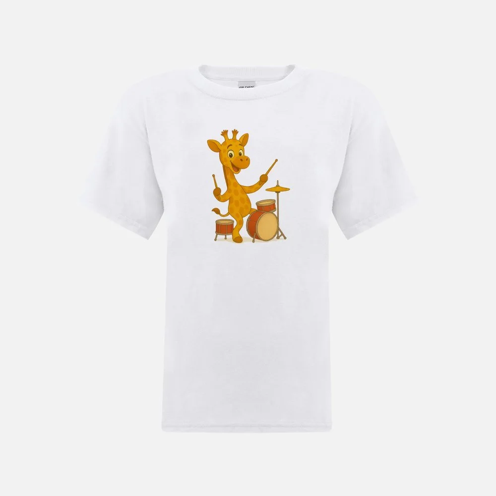 Twiga on drums childrens t-shirt white.jpeg