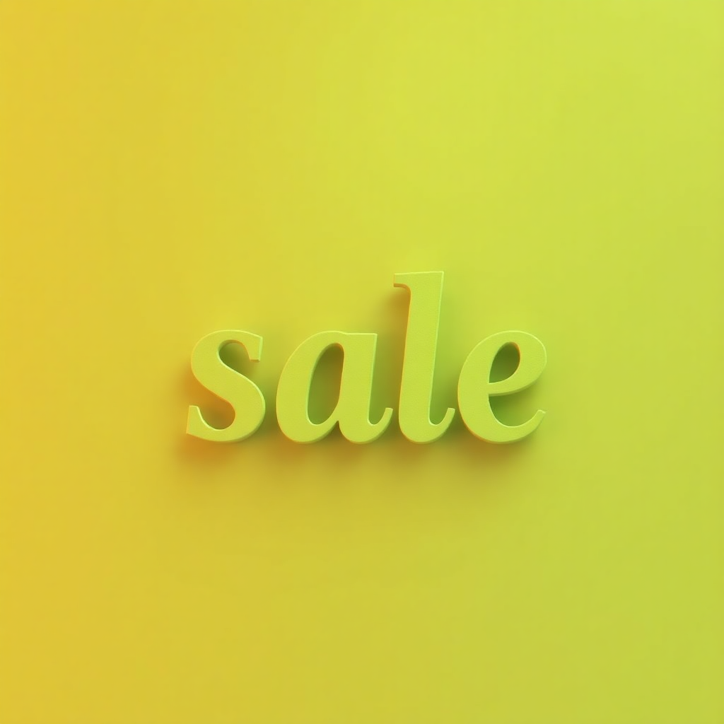 The word 'sale' in yellow 3D letters against a yellow background.