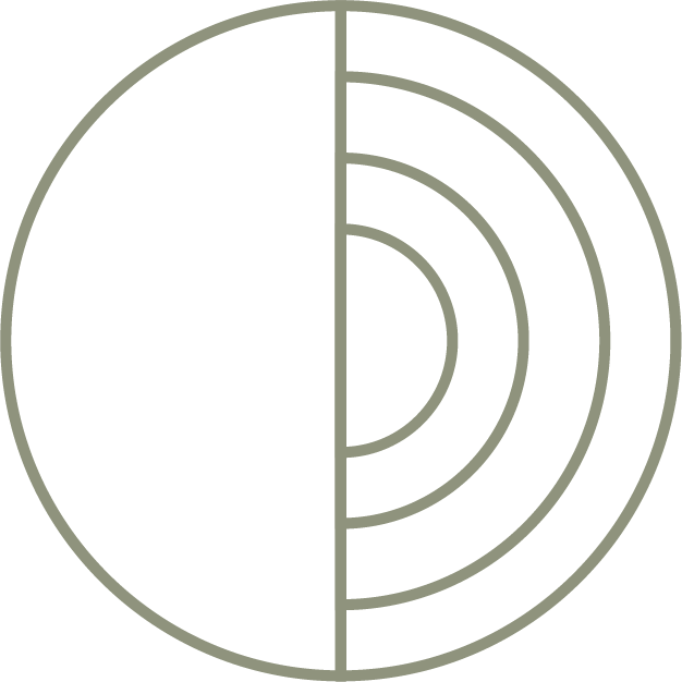 Een radar- of sonar-scan met cirkelvormige lijnen in zwart en groen.