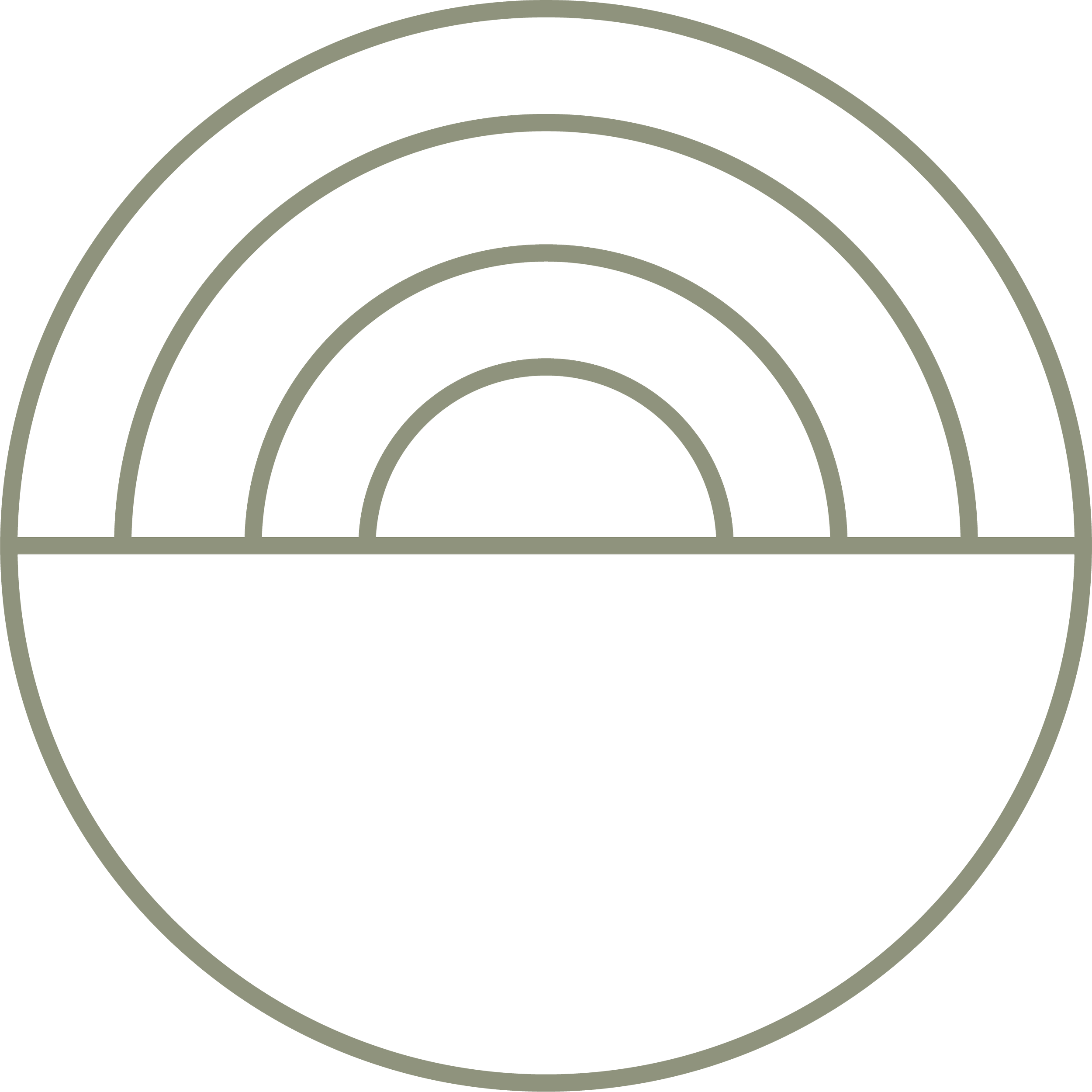 Grafisch ontwerp met cirkels en halve cirkels op een zwarte achtergrond.