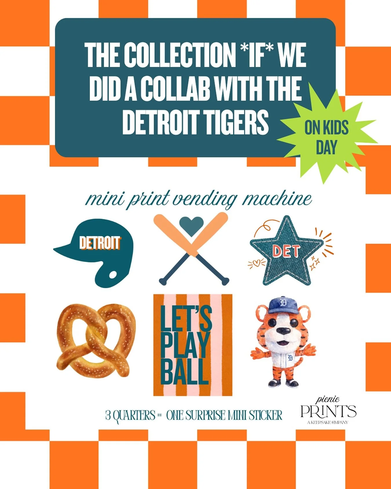 We asked for suggestions and you guys delivered 🫶🏽 we had so many requests for @tigers related mini prints or stickers - IMAGINE how cute?! On Kids Day?? 🧡 Just a dream for now - but if a local biz wants to host us, we are ready 😍