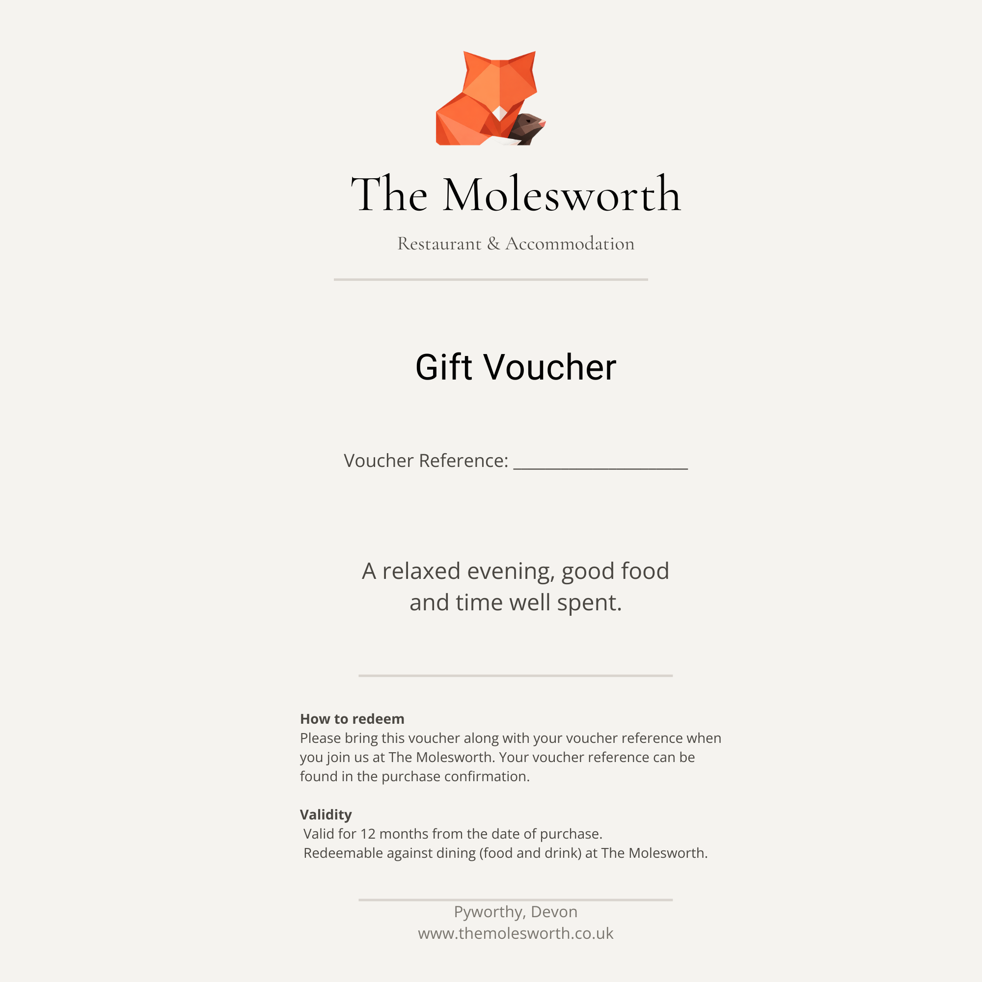 The Molesworth Gift Voucher
