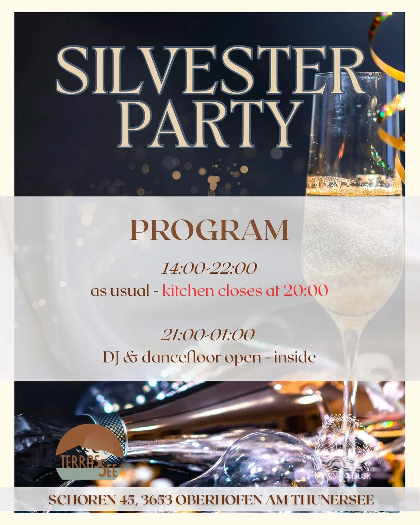 ✨ New Year&rsquo;s Eve Party ✨
Join us for a cozy fondue experience and celebrate the end of the year with great food, music, and vibes.

🕑 14:00 &ndash; 22:00
Fondue &amp; kitchen as usual

⚠️Kitchen closes at 20:00 ⚠️

🎶 21:00 &ndash; 01:00
DJ &a