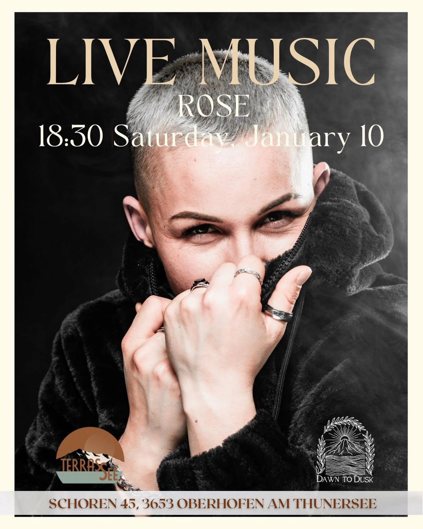 Save the date - 18:30 Saturday, January 10

Unser n&auml;chster Live-Act ist @rosewithguns 
Das Konzert findet in unserem wundersch&ouml;nen Innenraum statt um die Stimme zu schonen und euch ein sch&ouml;nes Konzerterlebnis zu bescheren. Egal wie das