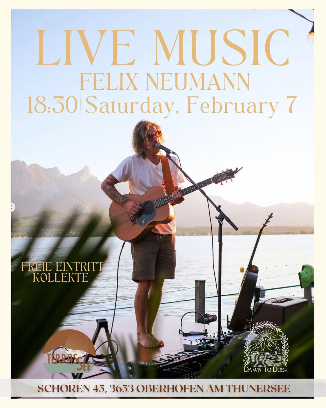 ✨ Live Music at TerrasSee Winter Edition ✨
This Saturday we&rsquo;re welcoming back Felix Neumann for an intimate live session inside in our workshop room🎸

Enjoy great music, glowing candles, and cozy fondue with a view of Lake Thun🌌

🕡 18:30 - S