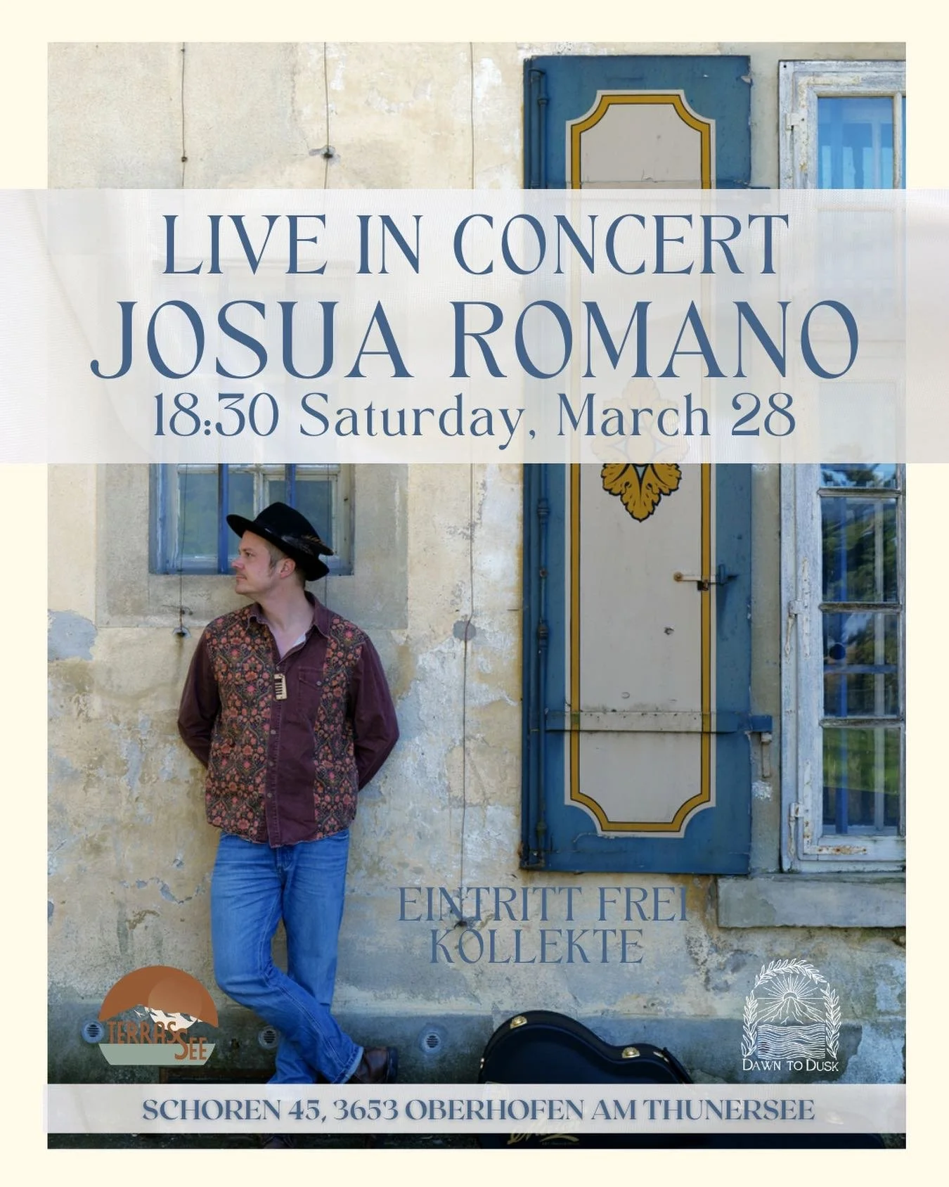 ✨ Live in Concert at TerrasSee Winter Edition✨

Saturday, March 28, we&rsquo;re welcoming Josua Romano for an intimate live session in our cozy indoor setting 🎶

After years on the road, the Bernese Oberland singer-songwriter returns with his new EP