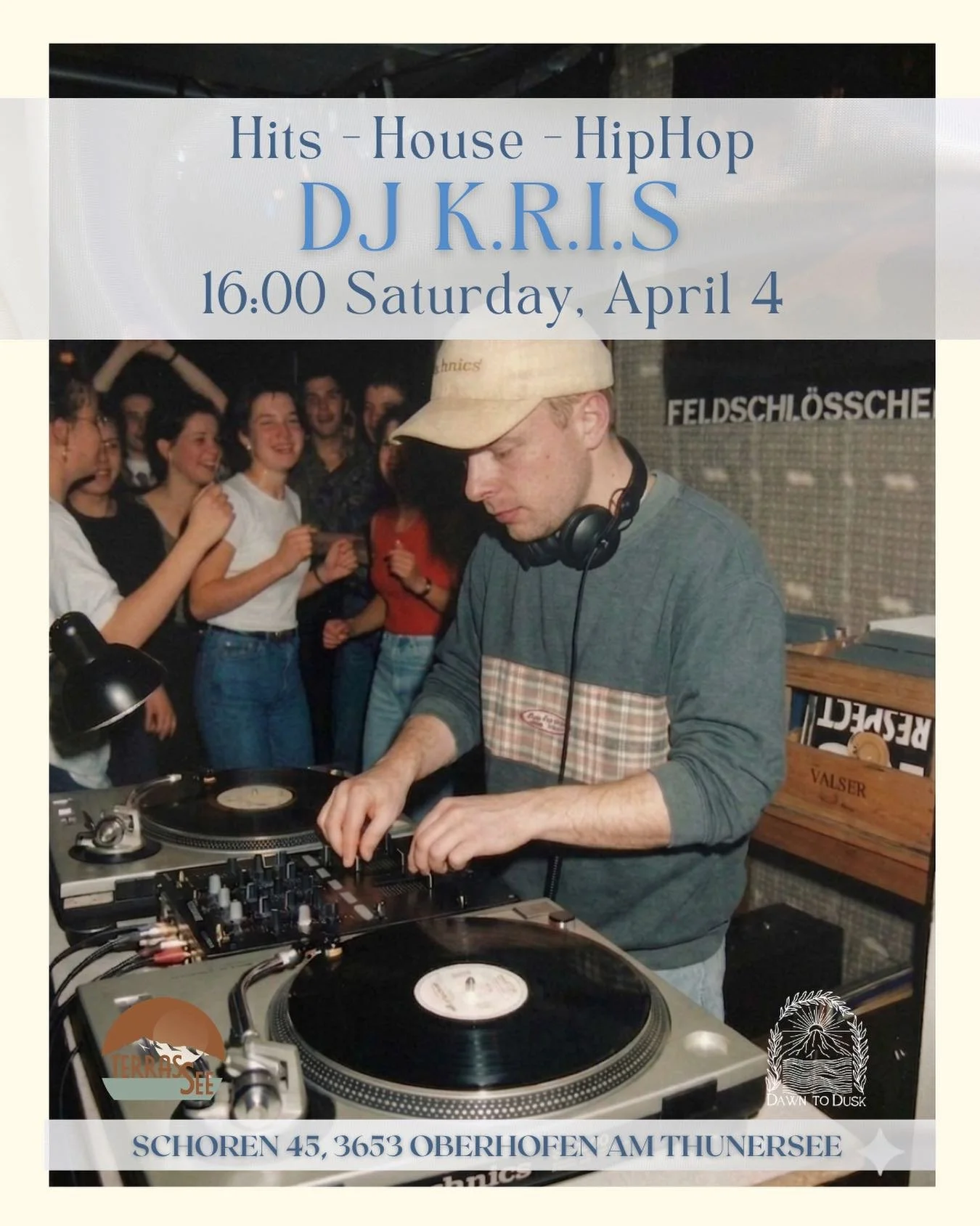 ✨ SEASON END DJ im TerrasSee ✨

Am Samstag, 4. April begr&uuml;ssen wir DJ K.R.I.S zu einer energiegeladenen Party bei uns im TerrasSee 🎶🔥

DJ K.R.I.S. &ndash; ready for the turn-up!

Von feinster Platte tischt er uns das Beste auf, was die letzten