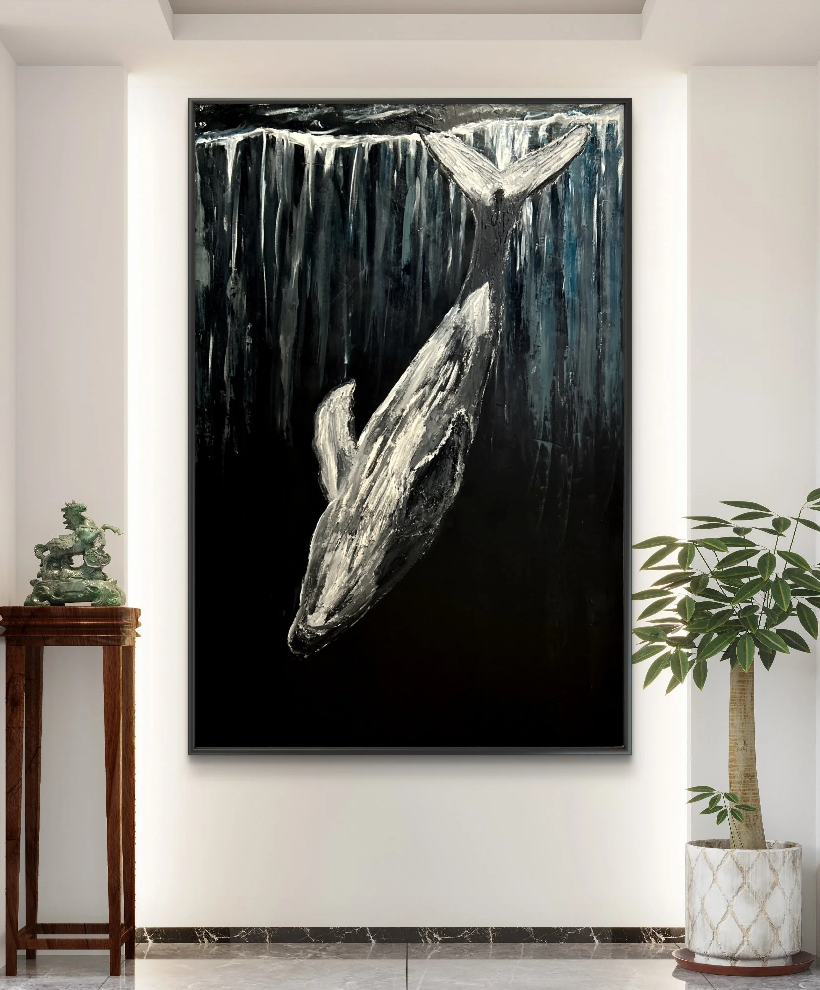 DARK OCEAN OF HOPE 150 × 200 cm
Der Ozean steht für Tiefe, Kraft und Ungewissheit.  AUSSTELLUNGSPREIS: 1500€