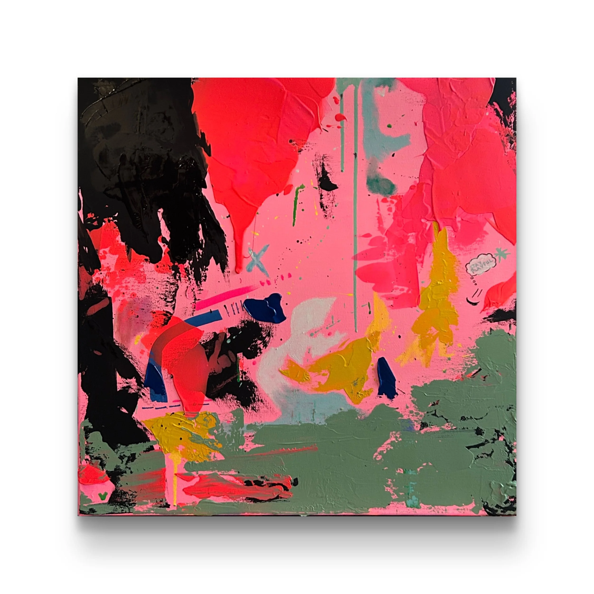 WILD DELIGHT
60 × 60 cm · 
Lebensfreude, Energie und Unberechenbarkeit treffen aufeinander. AUSSTELLUNGSPREIS: 550€