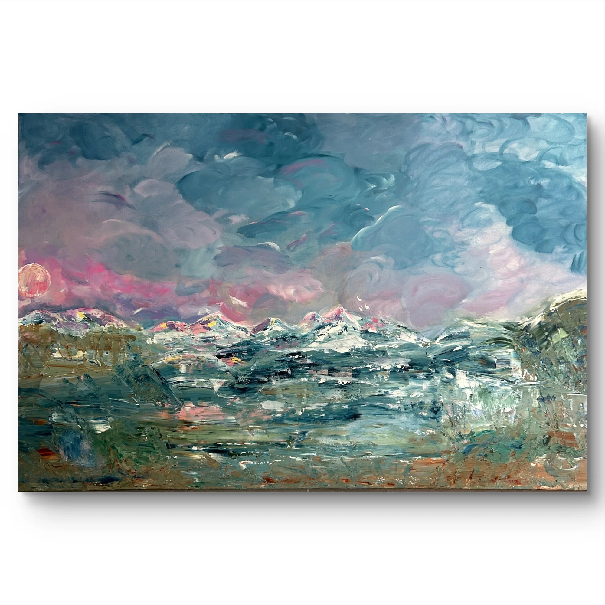 Mondtau
120x80cm · Acryl auf Leinwand
Eine ruhige Arbeit über Licht, Stille und Natur. 
AUSSTELLUNGSPREIS: 800€