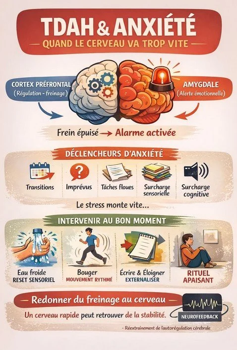 TDAH et anxiété : quand le cerveau va trop vite pour son propre système de freinage