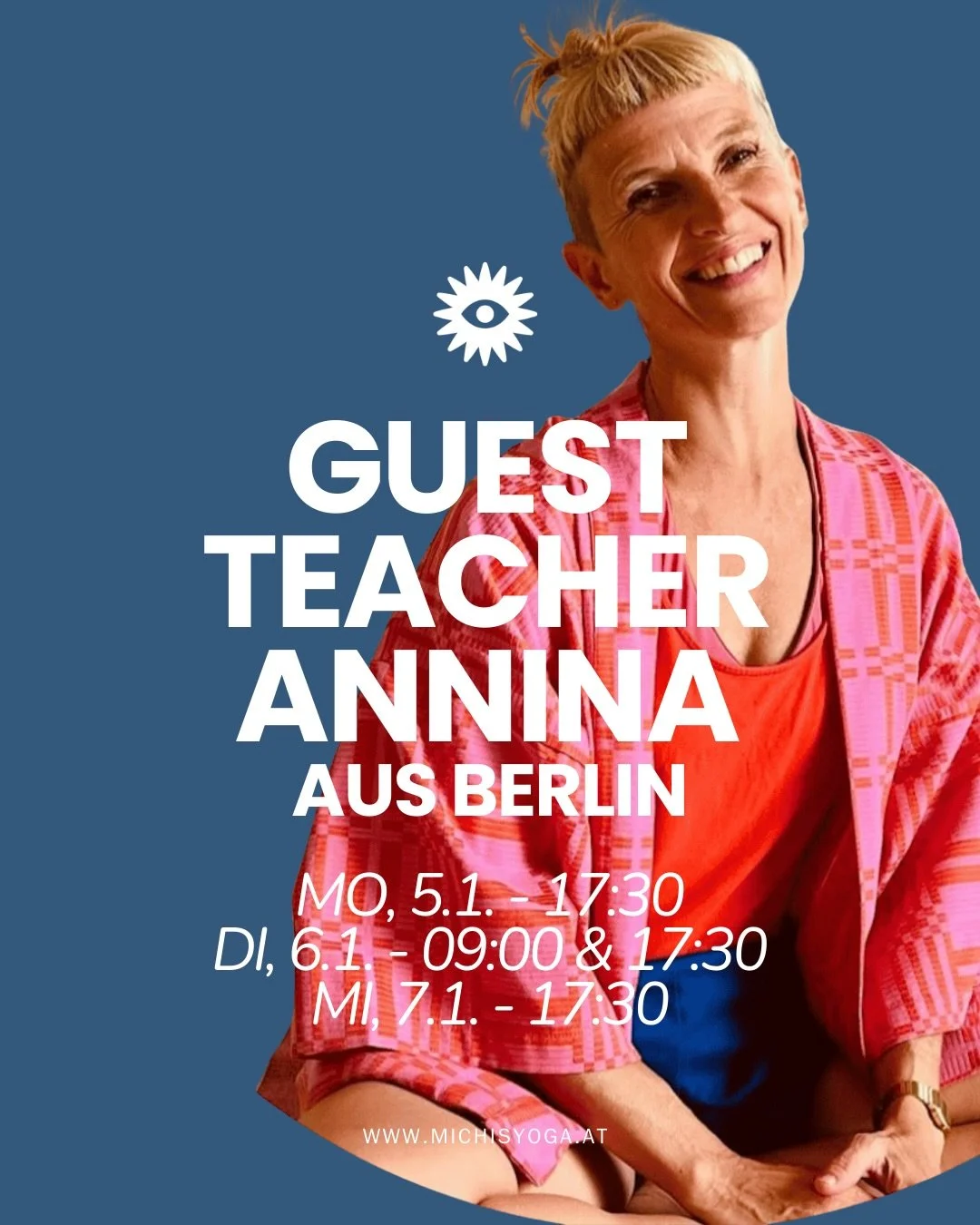 Nach der Auszeit gleich ein Highlight: meine liebe Freundin und Jivamukti Lehrerin Annina Lingens aus Berlin ist n&auml;chste Woche im Studio in der Wengerm&uuml;hle bei uns am Attersee🤍

Mo 17:30
Di 09:00 UND 17:30
Mi 17:30

Ich freu mich sehr sehr