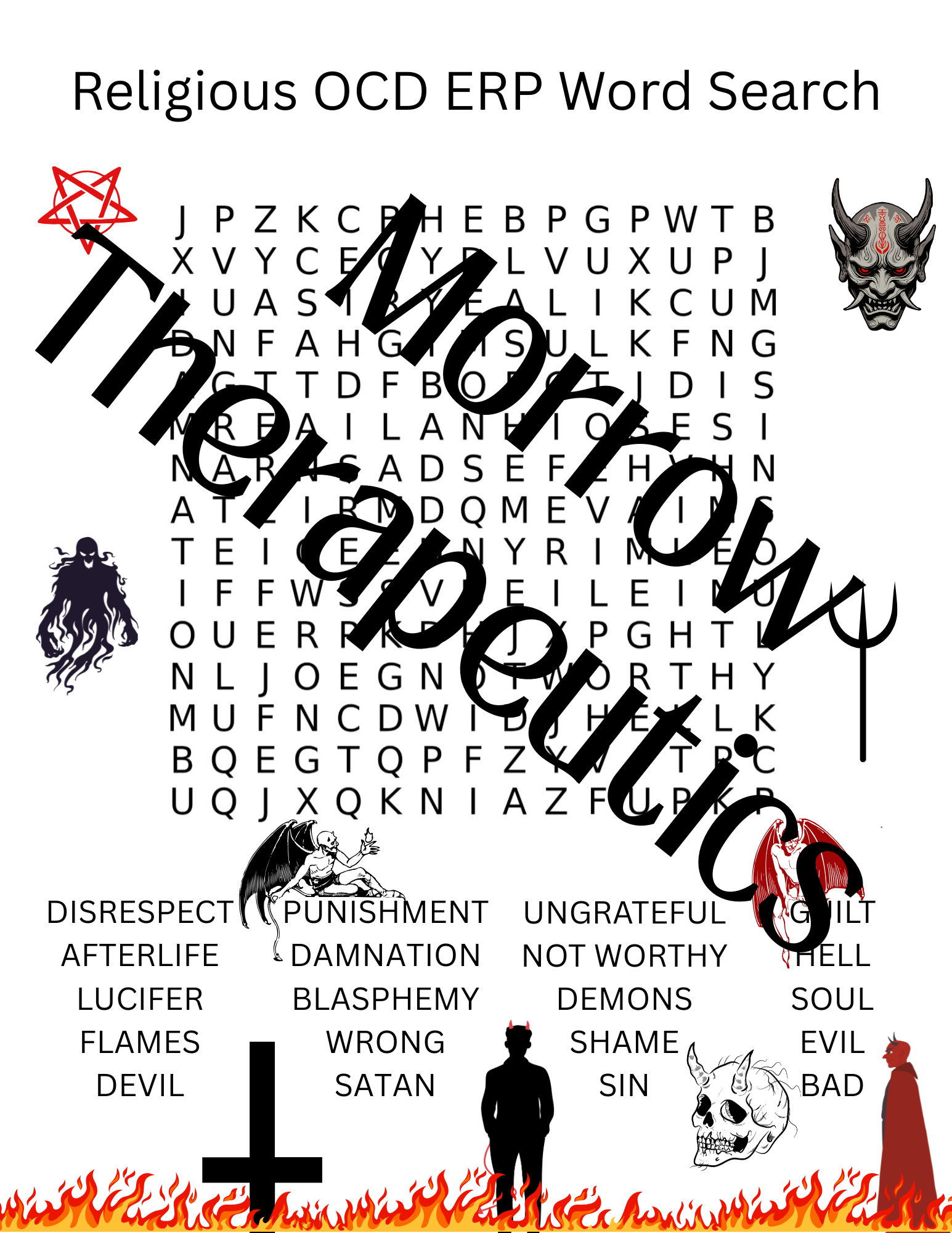 Religious Scrupulosity OCD ERP Word Search & Answer Key