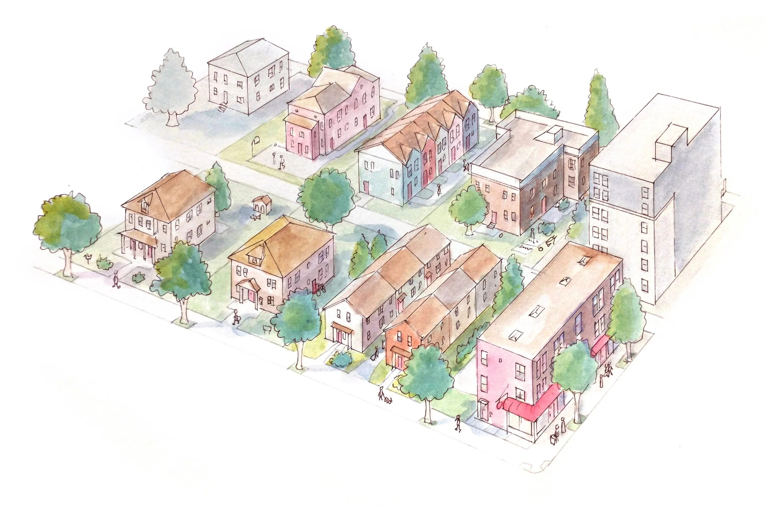 Middle housing watercolor