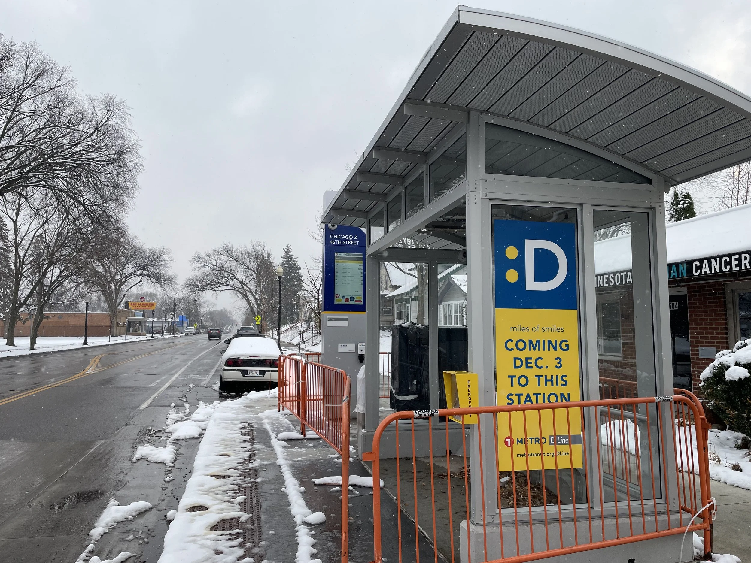 46th and Chicago Bus Stop across from McRae Park. Home of the new D line!