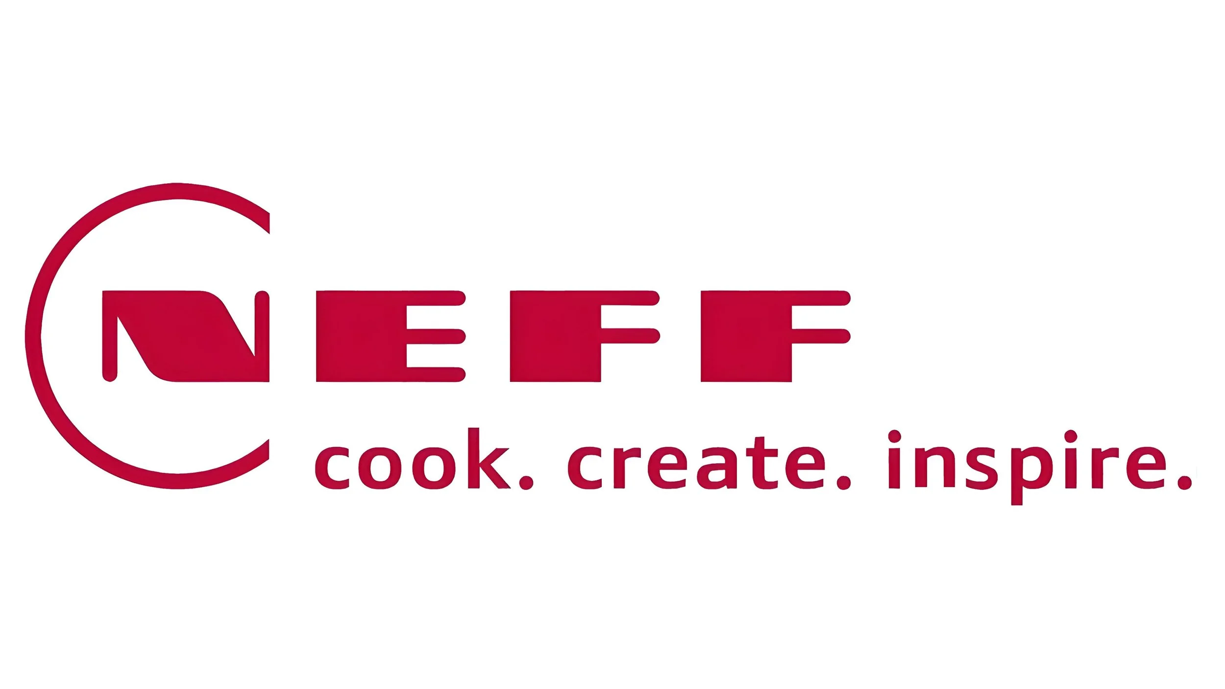 Neff logo in red with the tagline 'cook. create. inspire.' underneath.