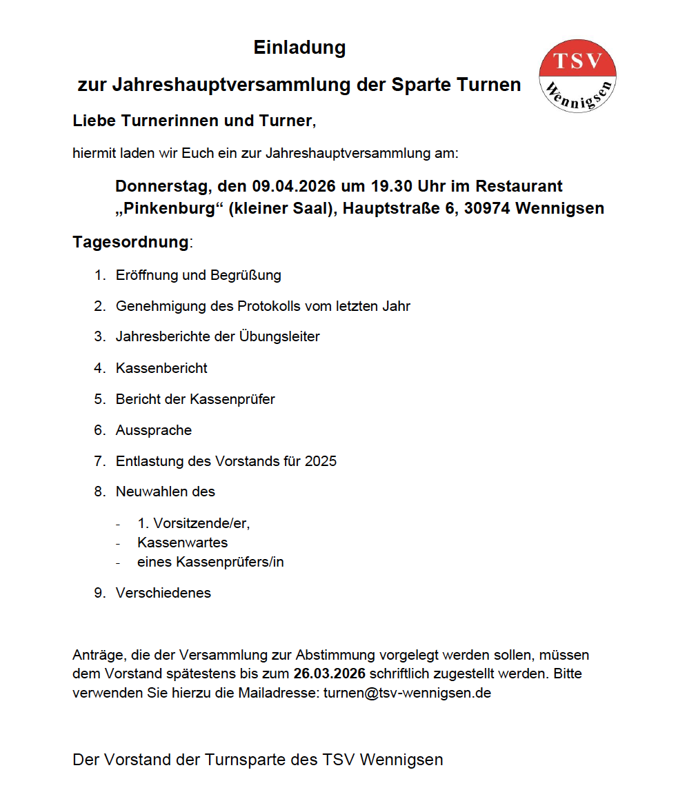 Spartenversammlung Turnen