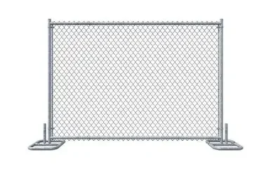 Metal portable chain-link fence panel with support bases