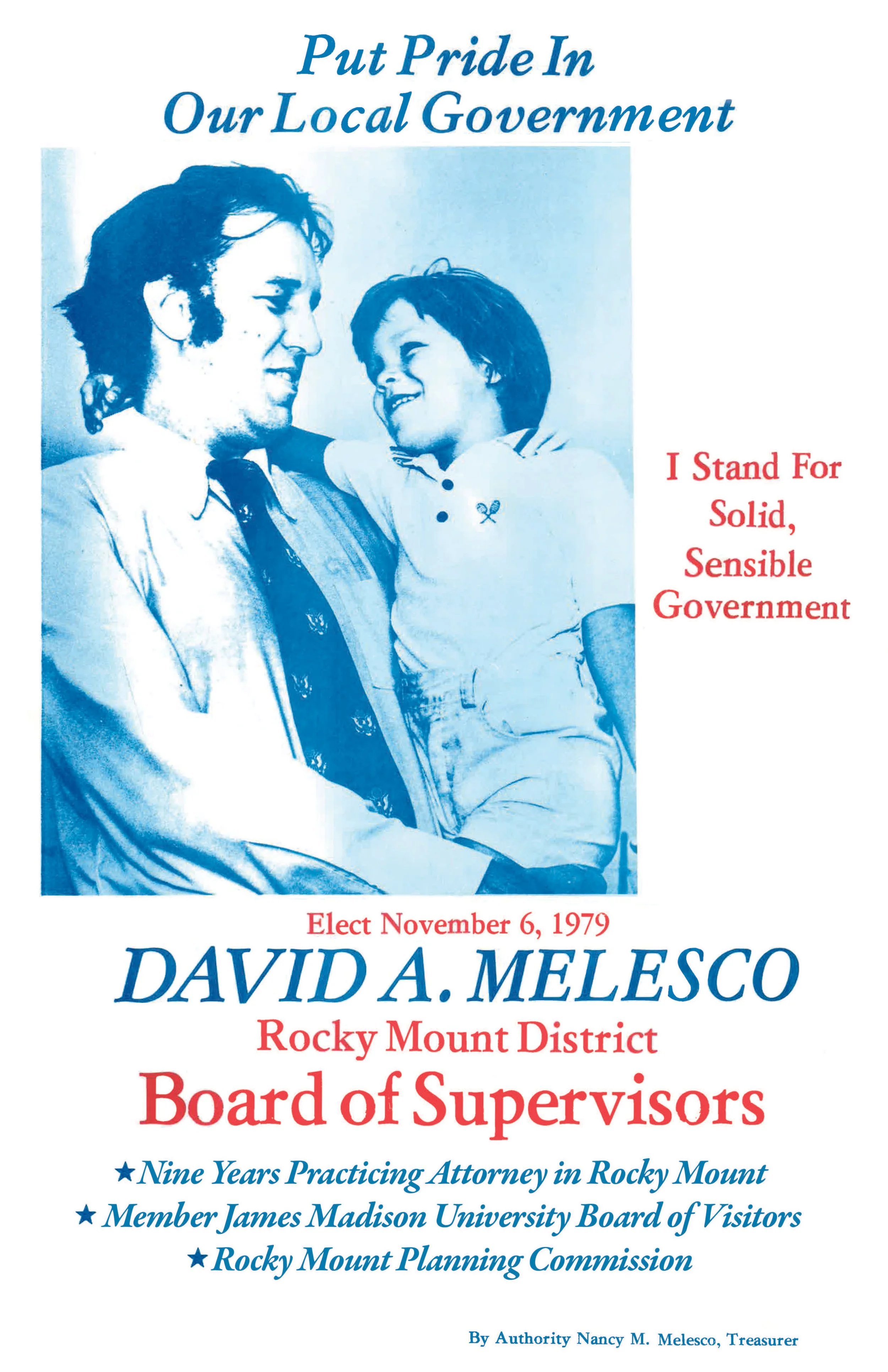 Alex Crosby's father, Hon. David Melesco, showed the candidate the value of community service early in life.