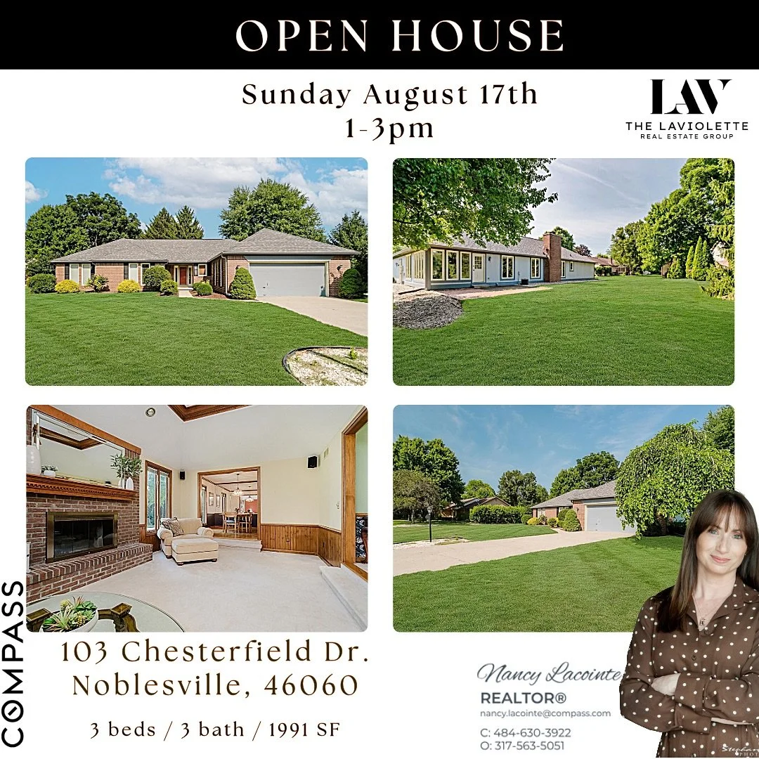 ✨ Open House &ndash; Sunday, August 17th | 1&ndash;3 PM ✨
🏡 103 Chesterfield Dr, Noblesville 3 Bed | 2.5 Bath | 1,991 Sq Ft
Discover this beautiful custom ranch in Wellington Northeast! From the elegant double tray ceiling in the great room to the c