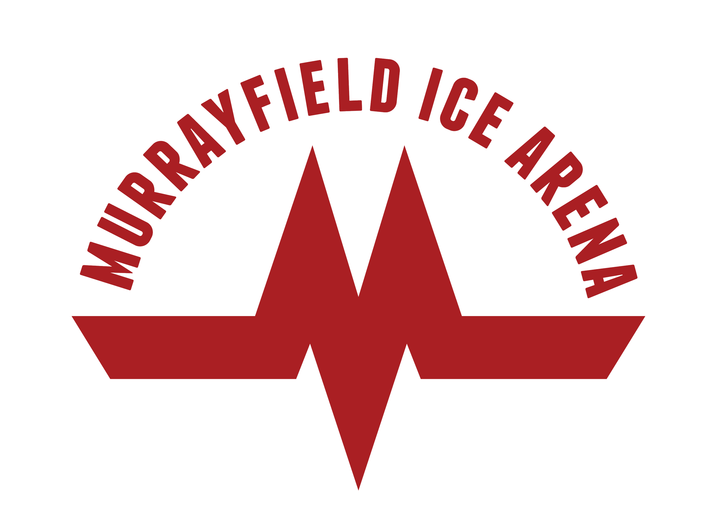 A logo with red text that says 'Indianapolis Ice Arena' arched above a red star with a zigzag center.