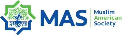 Logo of the Muslim American Society featuring a stylized tree and the organization name.
