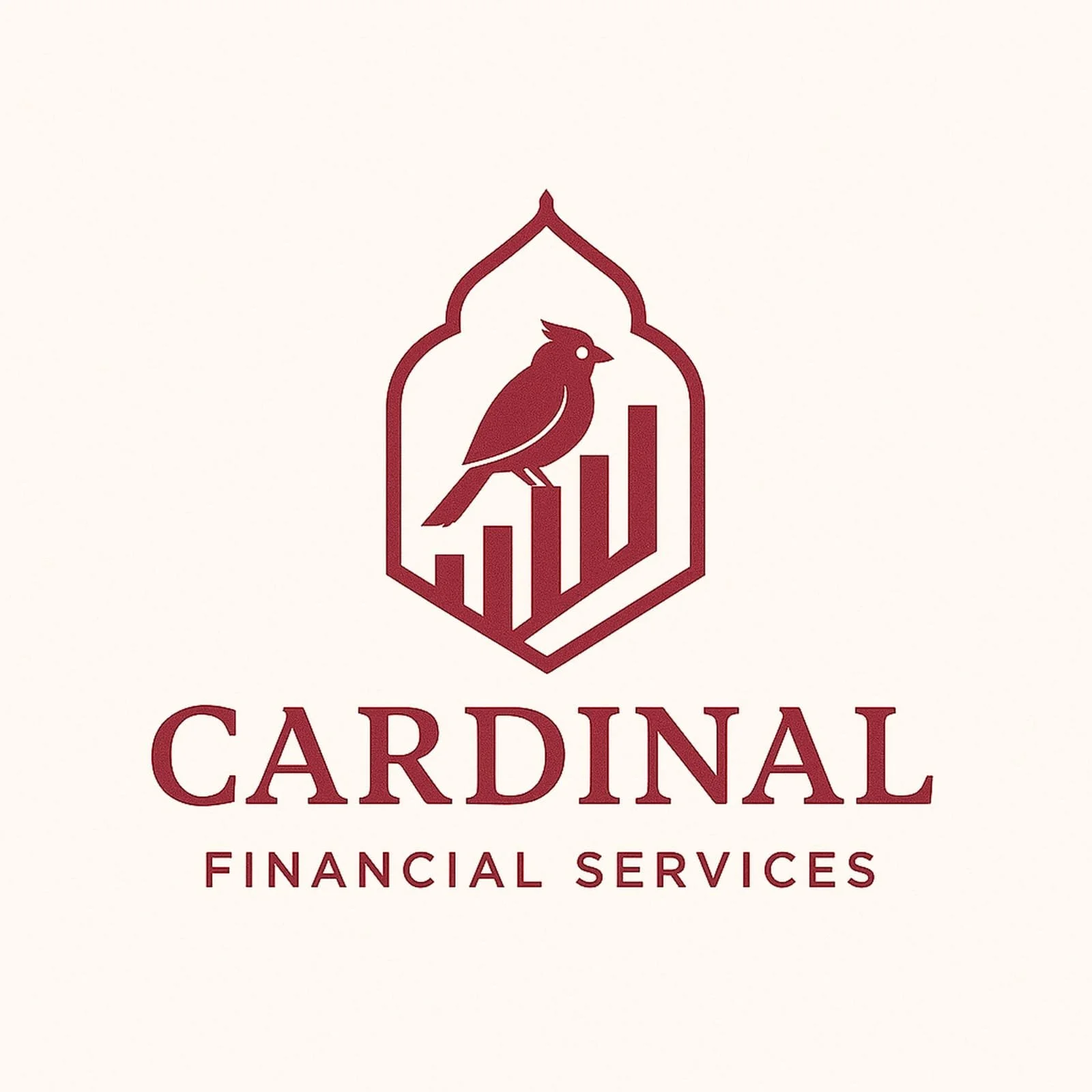 Logo for Cardinal Financial Services featuring a cardinal bird in front of a bar chart within a shield outline.