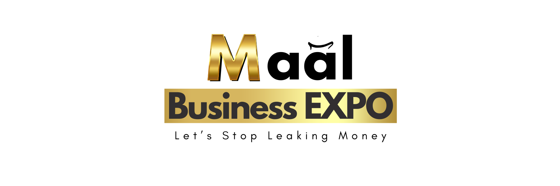 Gold text logo that reads 'M Business EXPO' with a large gold 'M' at the top, gold and black colors.