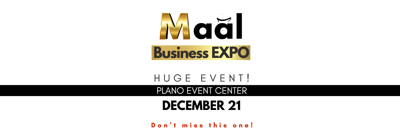 Event poster for Maál Business Expo at Plano Event Center on December 21, emphasizing not to miss the event.