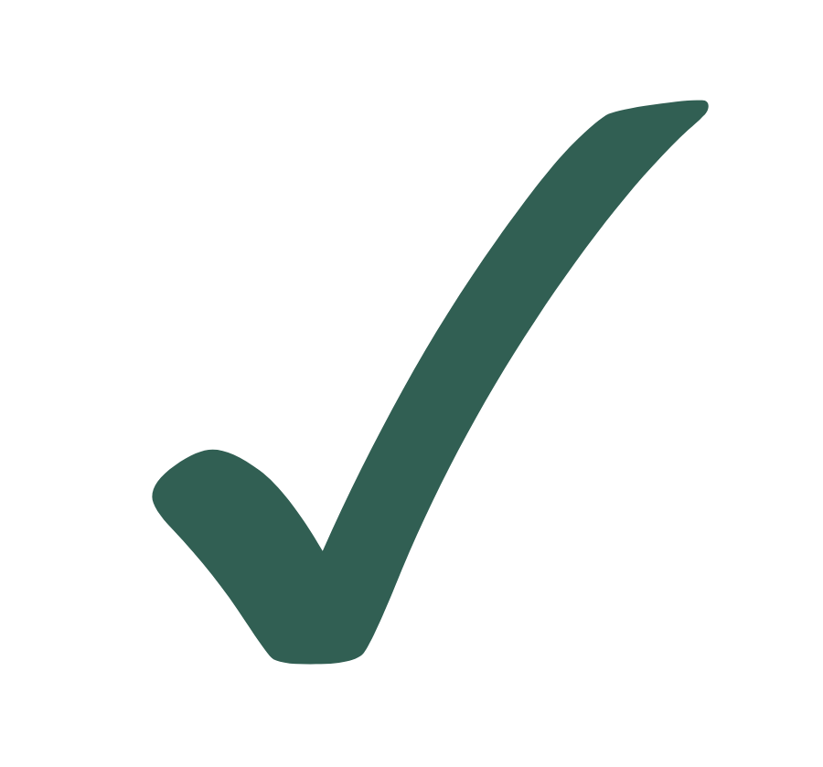 Green checkmark symbol.