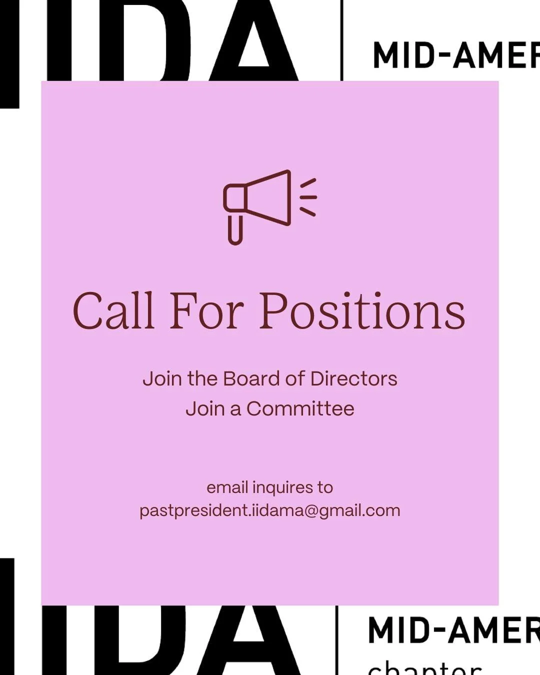The IIDA Mid-America Chapter is looking for designers and industry professionals interested in stepping into leadership roles on our Board of Directors. Serving on the Board is a meaningful way to get involved, build leadership skills, and help shape