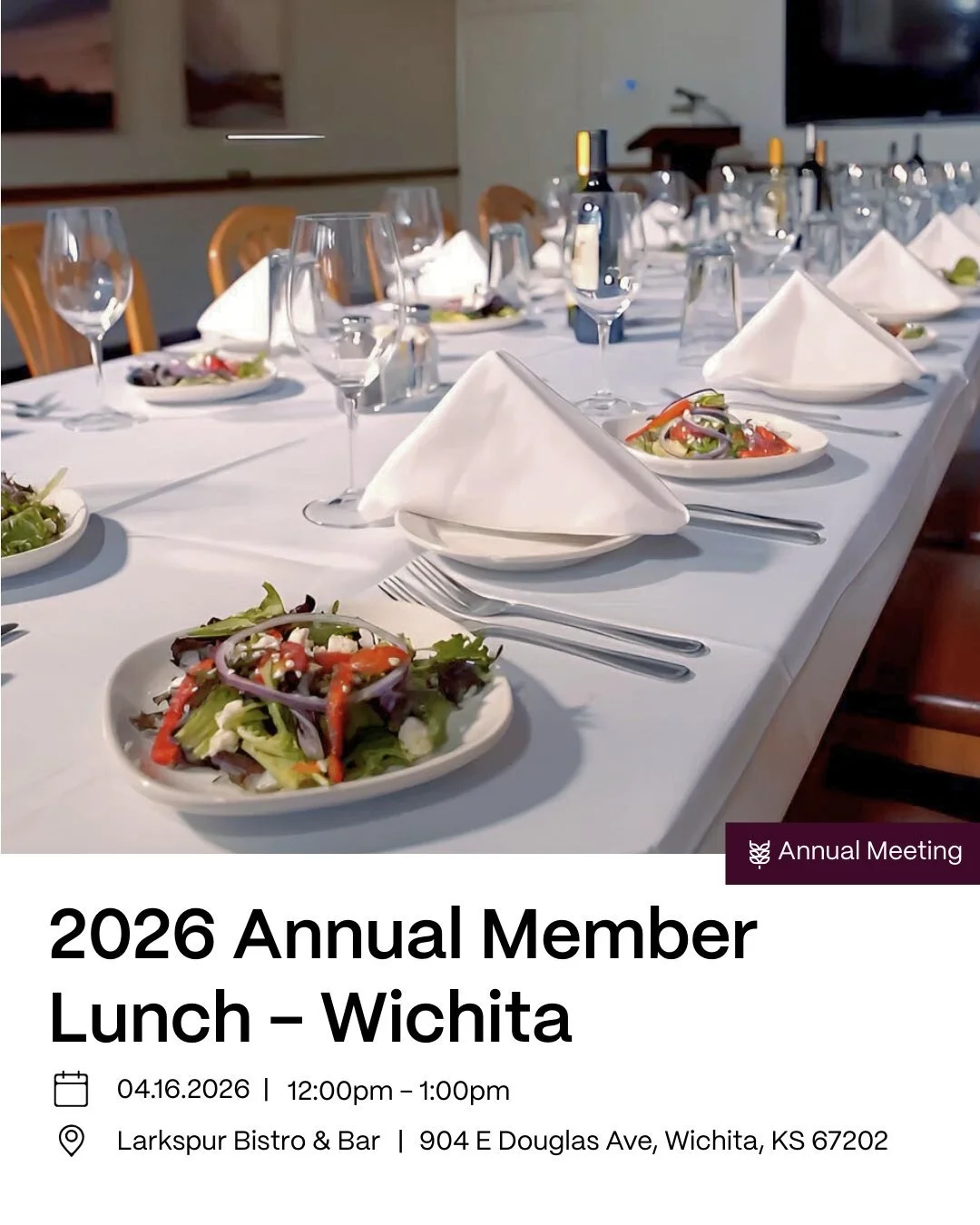 2026 Annual Member Lunch - Wichita

We invite you to join us Thursday, April 16th at Larkspur Bistro for our Annual IIDA Membership Appreciation Luncheon. 

This year includes guest speaker, Liz Cook, longtime restaurant critic and the Midwest Chair 