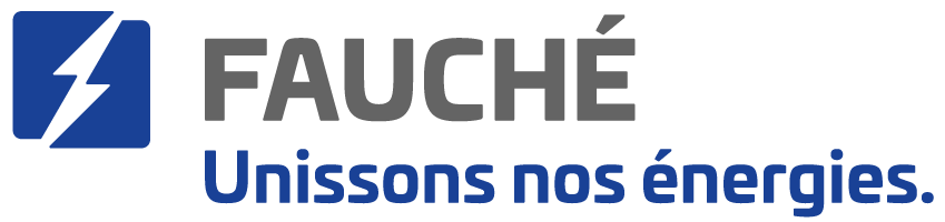 Logo de Fauché avec un symbole de foudre bleu, le texte 'FAUCHÉ' en gris et 'Unissons nos énergies' en bleu.